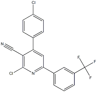 2-chloro-4-(4-chlorophenyl)-6-[3-(trifluoromethyl)phenyl]nicotinonitrile Struktur