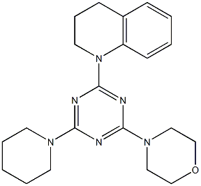 4-[4-piperidino-6-(1,2,3,4-tetrahydroquinolin-1-yl)-1,3,5-triazin-2-yl]morpholine Struktur