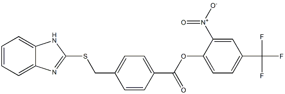 2-nitro-4-(trifluoromethyl)phenyl 4-[(1H-benzo[d]imidazol-2-ylthio)methyl]benzoate Struktur