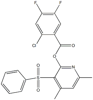 4,6-dimethyl-3-(phenylsulfonyl)-2-pyridinyl 2-chloro-4,5-difluorobenzenecarboxylate Struktur