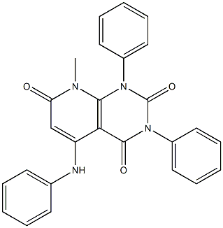 5-anilino-8-methyl-1,3-diphenyl-1,2,3,4,7,8-hexahydropyrido[2,3-d]pyrimidine-2,4,7-trione Struktur