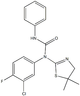 N-(3-chloro-4-fluorophenyl)-N-(5,5-dimethyl-4,5-dihydro-1,3-thiazol-2-yl)-N'-phenylurea Struktur