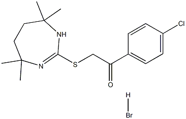 1-(4-chlorophenyl)-2-[(4,4,7,7-tetramethyl-4,5,6,7-tetrahydro-1H-1,3-diazepin-2-yl)thio]ethan-1-one hydrobromide Struktur