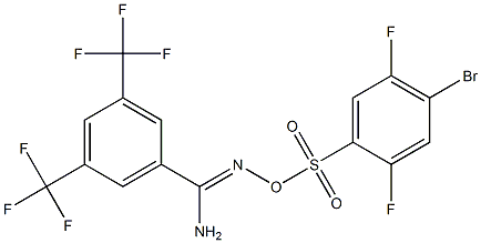 N'-{[(4-bromo-2,5-difluorophenyl)sulfonyl]oxy}-3,5-bis(trifluoromethyl)benzenecarboximidamide Struktur