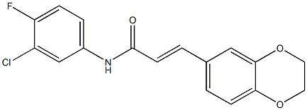 (E)-N-(3-chloro-4-fluorophenyl)-3-(2,3-dihydro-1,4-benzodioxin-6-yl)-2-propenamide Struktur