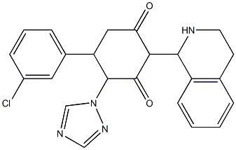 5-(3-chlorophenyl)-2-(1,2,3,4-tetrahydro-1-isoquinolinyl)-4-(1H-1,2,4-triazol-1-yl)-1,3-cyclohexanedione Struktur