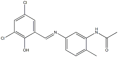 N1-{5-[(3,5-dichloro-2-hydroxybenzylidene)amino]-2-methylphenyl}acetamide Struktur