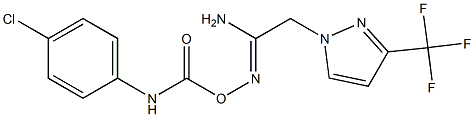 N'-{[(4-chloroanilino)carbonyl]oxy}-2-[3-(trifluoromethyl)-1H-pyrazol-1-yl]ethanimidamide Struktur