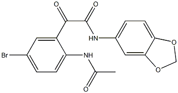 N1-(1,3-benzodioxol-5-yl)-2-[2-(acetylamino)-5-bromophenyl]-2-oxoacetamide Struktur