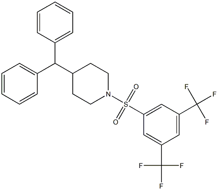 4-benzhydryl-1-{[3,5-di(trifluoromethyl)phenyl]sulfonyl}piperidine Struktur