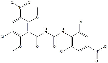 N-(3-chloro-2,6-dimethoxy-5-nitrobenzoyl)-N'-(2,6-dichloro-4-nitrophenyl)urea Struktur