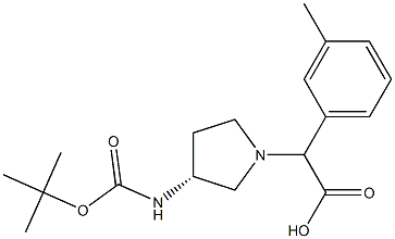 2-((R)-3-(tert-butoxycarbonylamino)pyrrolidin-1-yl)-2-m-tolylacetic acid Struktur