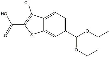 3-chloro-6-(diethoxymethyl)benzo[b]thiophene-2-carboxylic acid Struktur