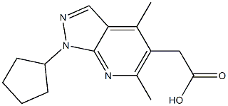 (1-cyclopentyl-4,6-dimethyl-1H-pyrazolo[3,4-b]pyridin-5-yl)acetic acid Struktur