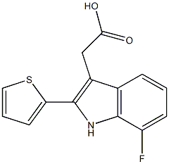 (7-fluoro-2-thien-2-yl-1H-indol-3-yl)acetic acid Struktur