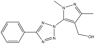 [1,3-dimethyl-5-(5-phenyl-2H-1,2,3,4-tetrazol-2-yl)-1H-pyrazol-4-yl]methanol Struktur