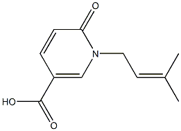 1-(3-methylbut-2-en-1-yl)-6-oxo-1,6-dihydropyridine-3-carboxylic acid Struktur