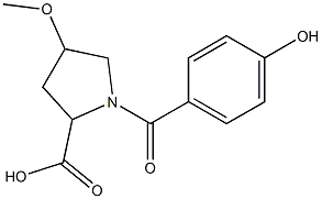 1-(4-hydroxybenzoyl)-4-methoxypyrrolidine-2-carboxylic acid Struktur