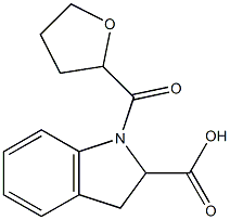 1-(oxolan-2-ylcarbonyl)-2,3-dihydro-1H-indole-2-carboxylic acid Struktur