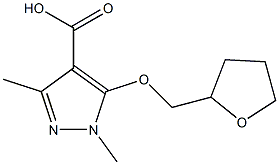 1,3-dimethyl-5-(oxolan-2-ylmethoxy)-1H-pyrazole-4-carboxylic acid Struktur