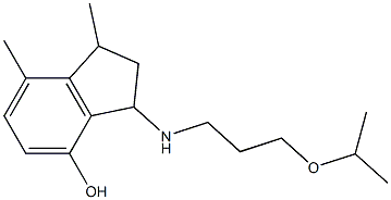 1,7-dimethyl-3-{[3-(propan-2-yloxy)propyl]amino}-2,3-dihydro-1H-inden-4-ol Struktur