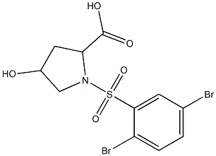 1-[(2,5-dibromobenzene)sulfonyl]-4-hydroxypyrrolidine-2-carboxylic acid Struktur