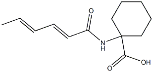 1-[(2E,4E)-hexa-2,4-dienoylamino]cyclohexanecarboxylic acid Struktur