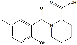 1-[(2-hydroxy-5-methylphenyl)carbonyl]piperidine-2-carboxylic acid Struktur