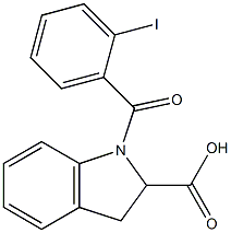 1-[(2-iodophenyl)carbonyl]-2,3-dihydro-1H-indole-2-carboxylic acid Struktur