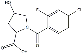 1-[(4-chloro-2-fluorophenyl)carbonyl]-4-hydroxypyrrolidine-2-carboxylic acid Struktur