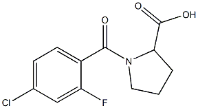 1-[(4-chloro-2-fluorophenyl)carbonyl]pyrrolidine-2-carboxylic acid Struktur