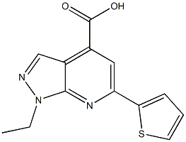 1-ethyl-6-(thiophen-2-yl)-1H-pyrazolo[3,4-b]pyridine-4-carboxylic acid Struktur