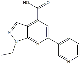 1-ethyl-6-pyridin-3-yl-1H-pyrazolo[3,4-b]pyridine-4-carboxylic acid Struktur