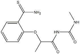 2-({1-[(methylcarbamoyl)amino]-1-oxopropan-2-yl}oxy)benzene-1-carbothioamide Struktur