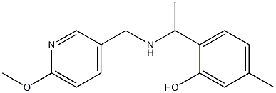 2-(1-{[(6-methoxypyridin-3-yl)methyl]amino}ethyl)-5-methylphenol Struktur