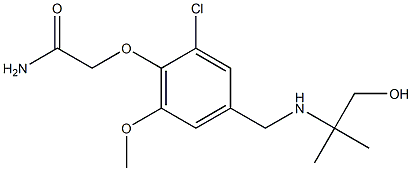 2-(2-chloro-4-{[(1-hydroxy-2-methylpropan-2-yl)amino]methyl}-6-methoxyphenoxy)acetamide Struktur