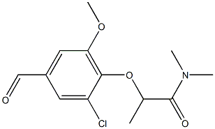 2-(2-chloro-4-formyl-6-methoxyphenoxy)-N,N-dimethylpropanamide Struktur