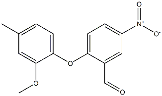 2-(2-methoxy-4-methylphenoxy)-5-nitrobenzaldehyde Struktur