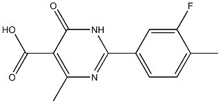 2-(3-fluoro-4-methylphenyl)-4-methyl-6-oxo-1,6-dihydropyrimidine-5-carboxylic acid Struktur