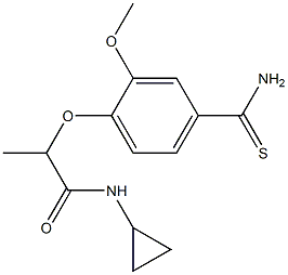 2-(4-carbamothioyl-2-methoxyphenoxy)-N-cyclopropylpropanamide Struktur