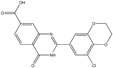 2-(8-chloro-2,3-dihydro-1,4-benzodioxin-6-yl)-4-oxo-3,4-dihydroquinazoline-7-carboxylic acid Struktur