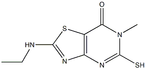 2-(ethylamino)-5-mercapto-6-methyl[1,3]thiazolo[4,5-d]pyrimidin-7(6H)-one Struktur