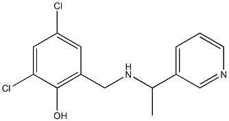 2,4-dichloro-6-({[1-(pyridin-3-yl)ethyl]amino}methyl)phenol Struktur