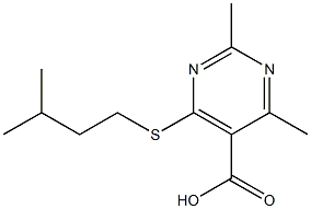 2,4-dimethyl-6-[(3-methylbutyl)thio]pyrimidine-5-carboxylic acid Struktur