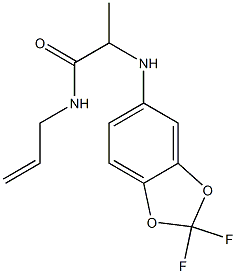 2-[(2,2-difluoro-2H-1,3-benzodioxol-5-yl)amino]-N-(prop-2-en-1-yl)propanamide Struktur