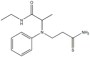 2-[(2-carbamothioylethyl)(phenyl)amino]-N-ethylpropanamide Struktur