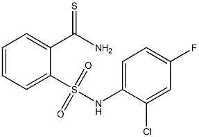 2-[(2-chloro-4-fluorophenyl)sulfamoyl]benzene-1-carbothioamide Struktur