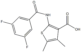 2-[(3,5-difluorobenzene)amido]-4,5-dimethylthiophene-3-carboxylic acid Struktur