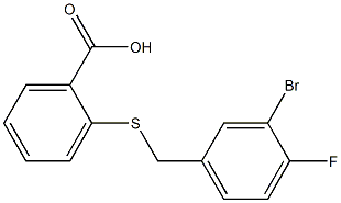 2-[(3-bromo-4-fluorobenzyl)thio]benzoic acid Struktur