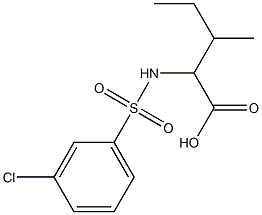 2-[(3-chlorobenzene)sulfonamido]-3-methylpentanoic acid Struktur